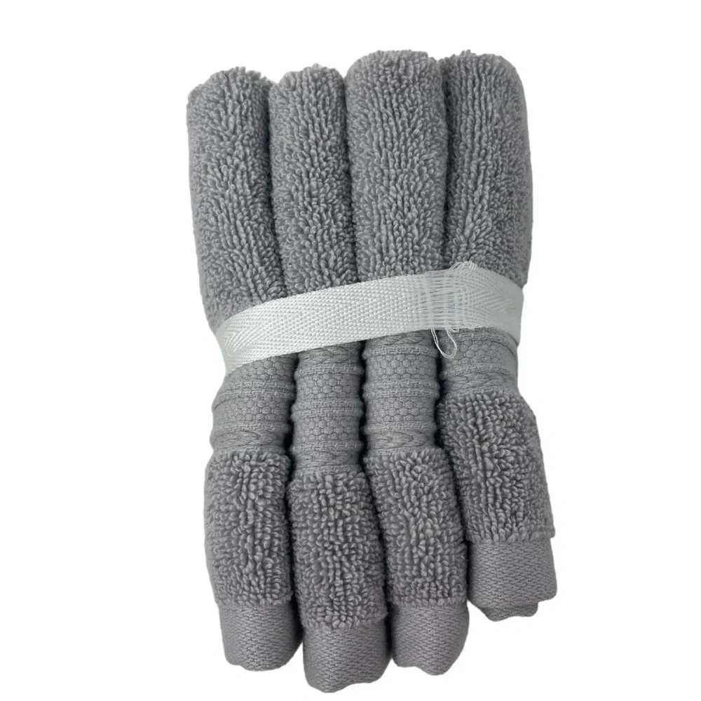 Brooks Brothers Midgrey Mid grey gray set of 4 Premium wash cloths NWT